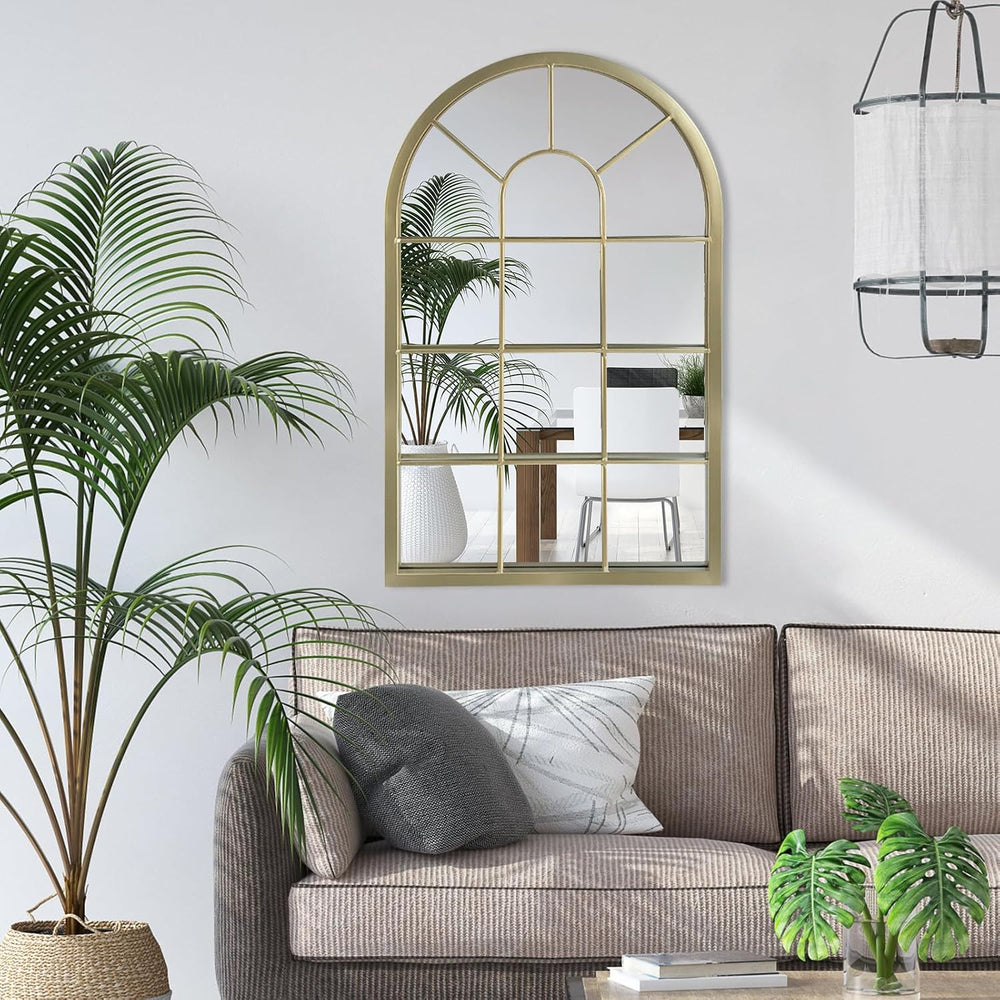 HQiJun Wall Mirror Window Decorative Mirrors Arched Farmhouse for Living Room...