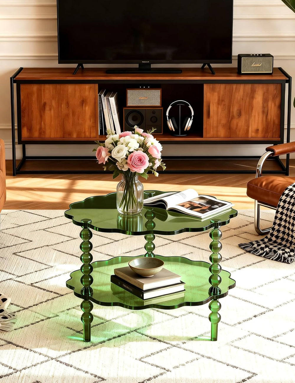 Acrylic Coffee Table, Small Round Modern Coffee Table for Living Room,23.6&qu...