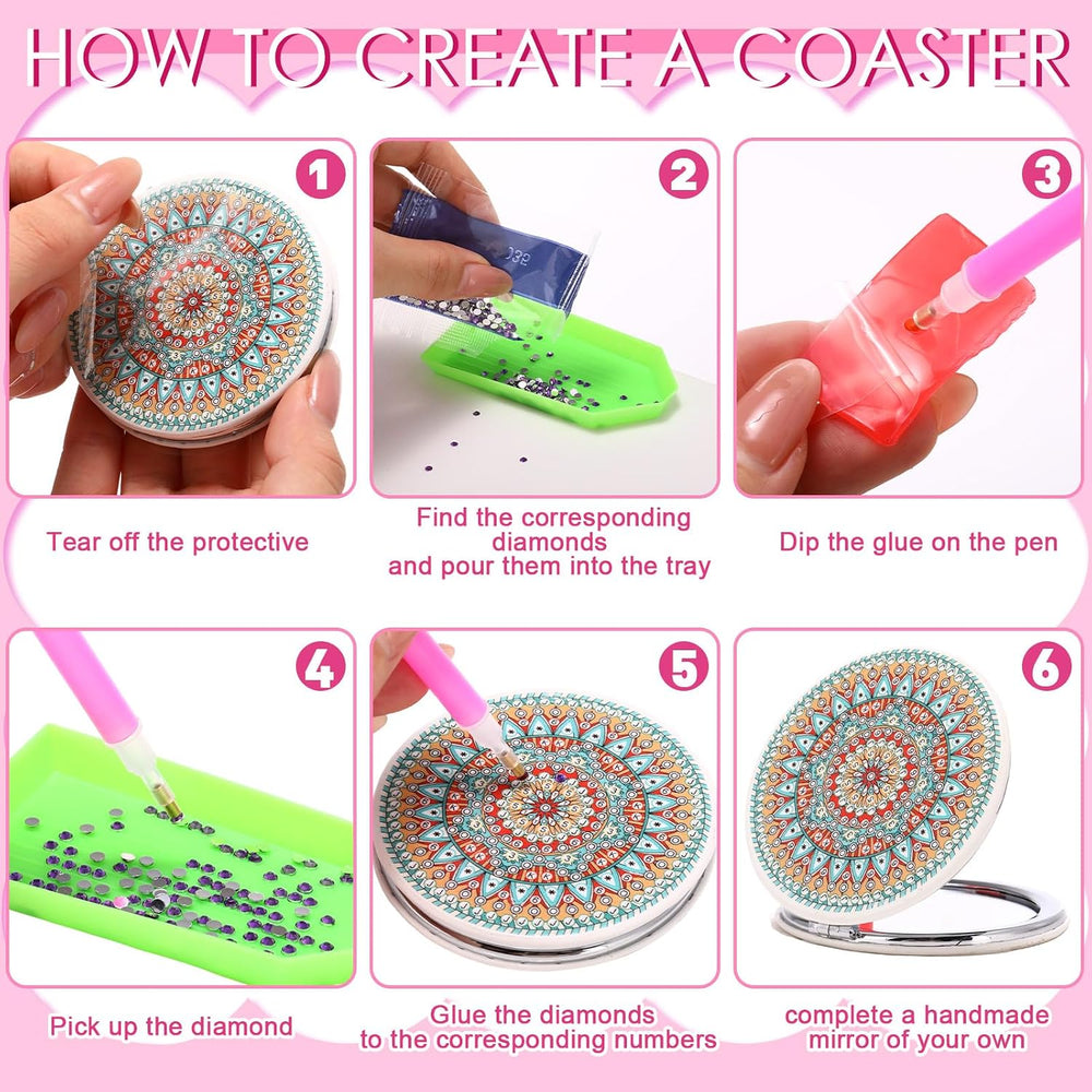 Geetery 12 Pcs Painting Compact Mini Mirror DIY Painting Portable Folding Han...