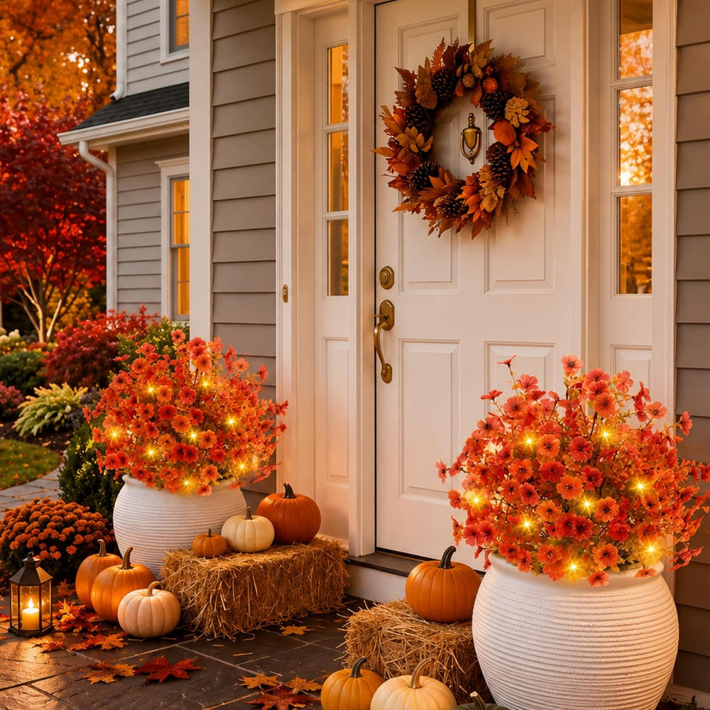 Hotop 3 Pack 24" Fall Artificial Mums Topiary Ball Tree for Outdoor