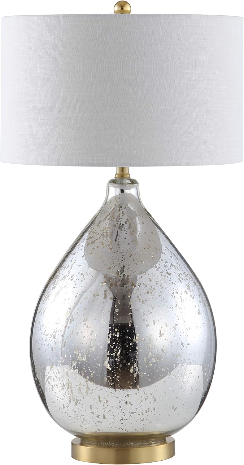 JONATHAN Y Sasha Glass Metal Teardrop Table Lamp 30.75", Mercury Silver