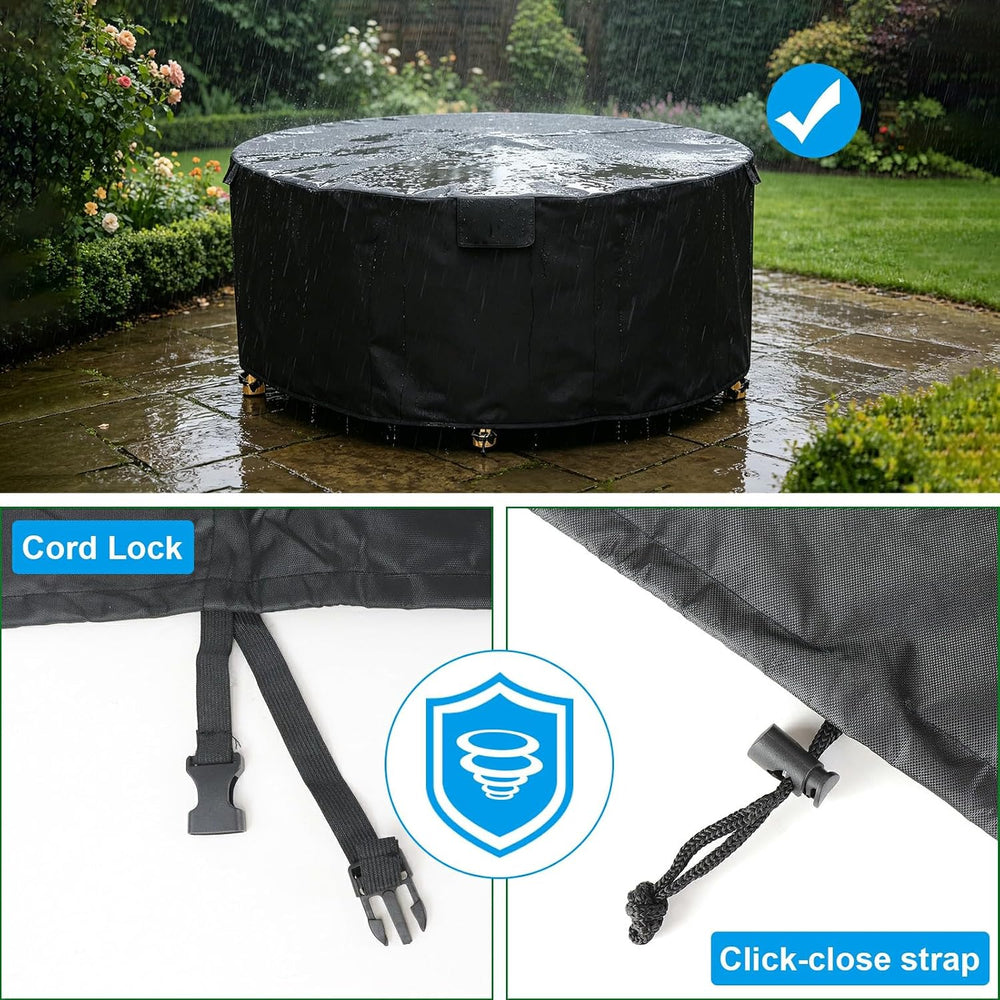 Round Patio Table Cover Waterproof, 90.55“ Diax 28.35” H Heavy Duty Oxford Fa...