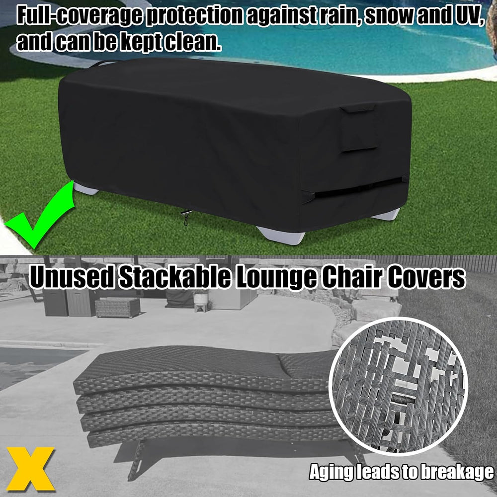 Outdoor Lounge Chair Covers for 4-6 Stackable Patio Chaise Lounge Chairs