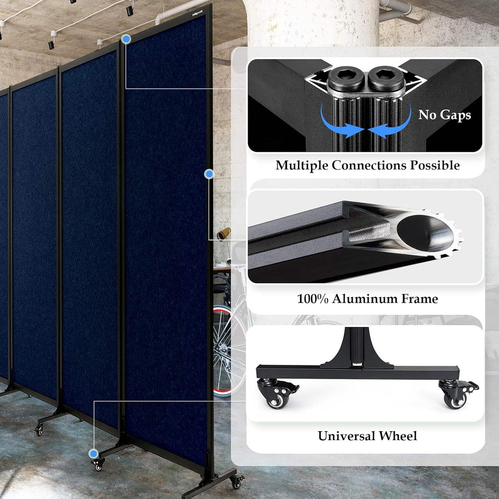 Room Partition 2.0 Upgrade Version,6'L* 6'7"H,3 Panel,Blue