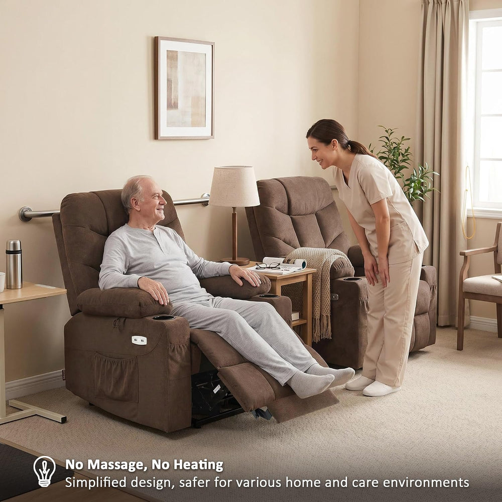 MCombo Power Lift Recliner Chair for Elderly, Fabric 7287 (Brown, Medium)