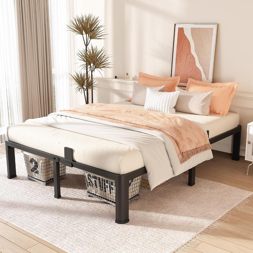 FUIOBYVV 14 Inch California King Metal Bed Frame with Mattress Retainer