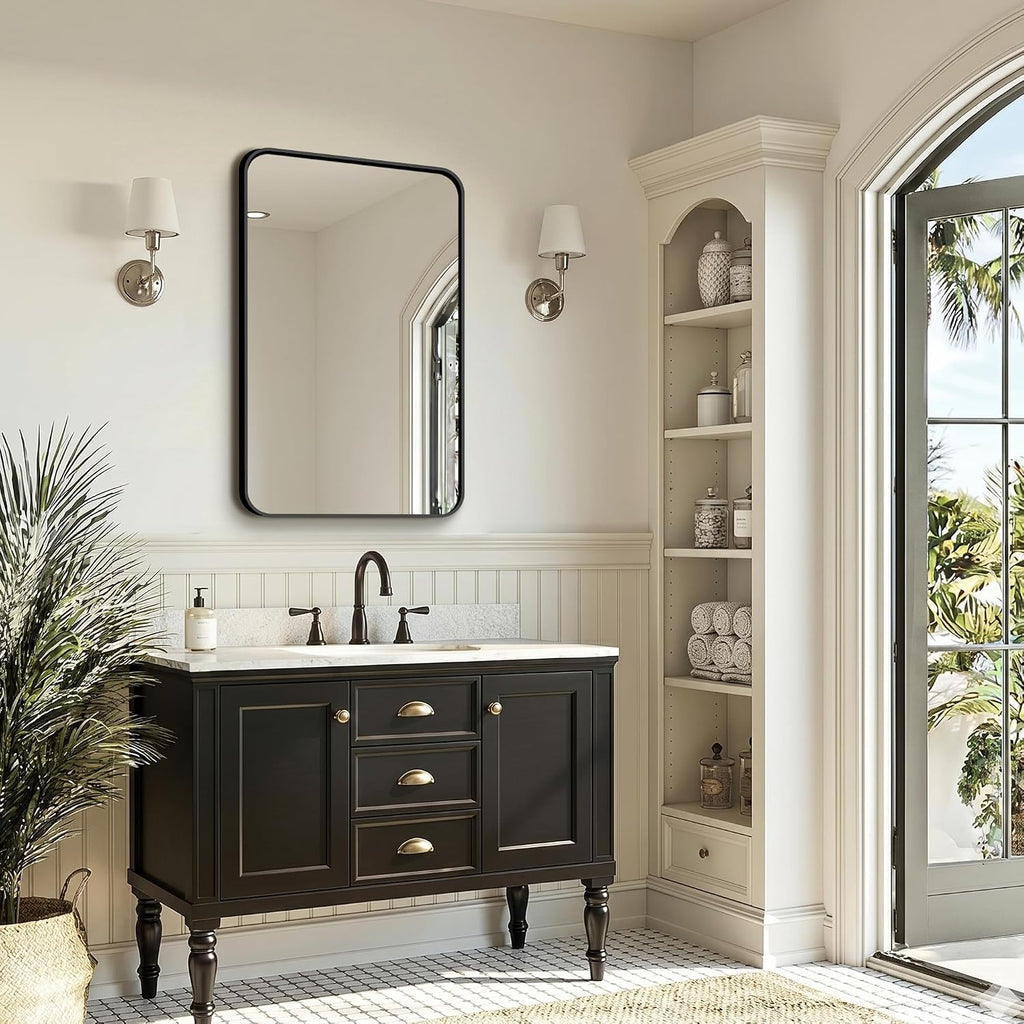 FICTOR Bathroom Mirror for Over Sink, 2 Pack 30"x20" Vanity Mirror, Black