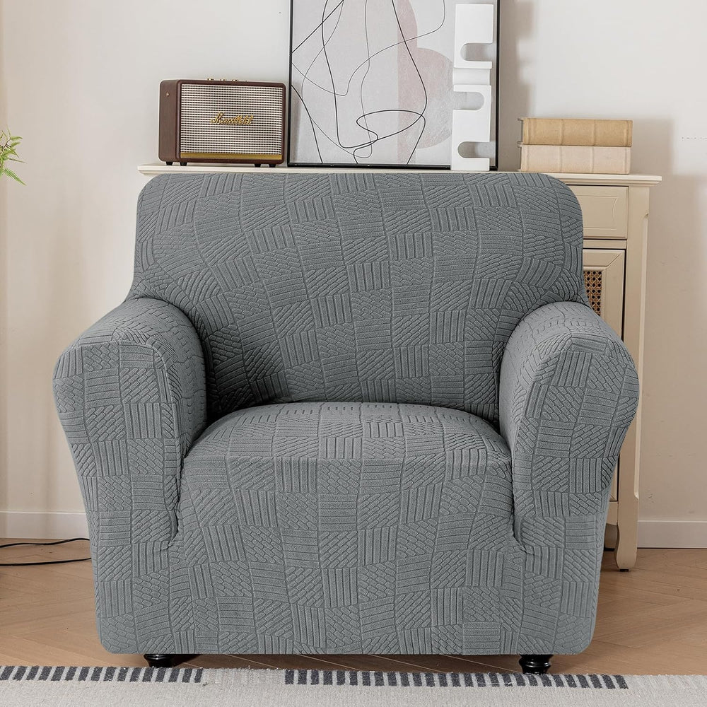 Stretch Armchair Covers for 1 Cushion, Chair 35"-45", Light Gray