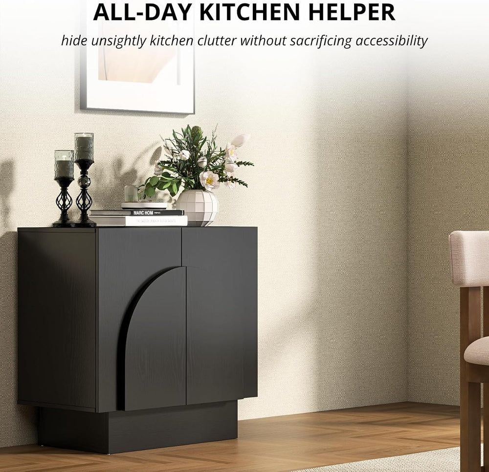 HEAH-YO Black Sideboard Buffet Cabinet with Storage, 31" Entryway Accent...