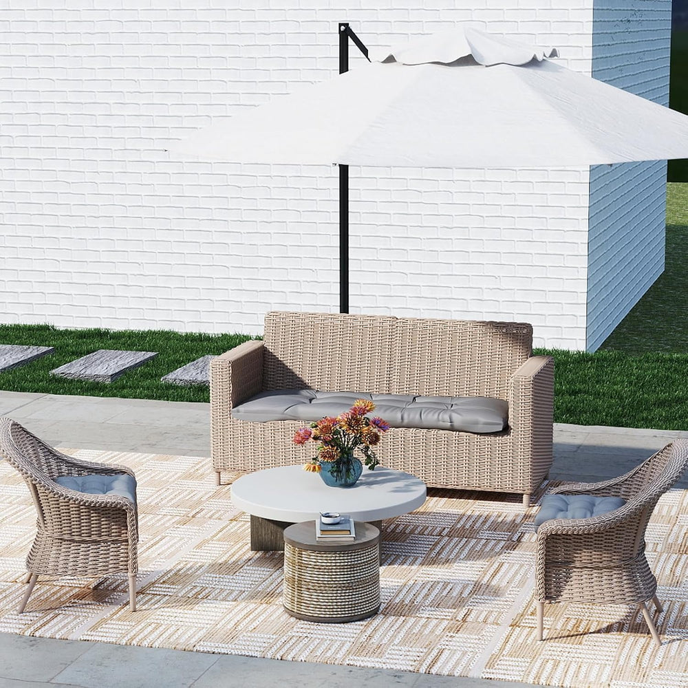 Outdoor Wicker Chair Cushions 3 Pieces, Gray