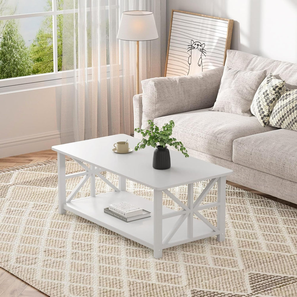 GreenForest Coffee Table for Living Room with Round Corners