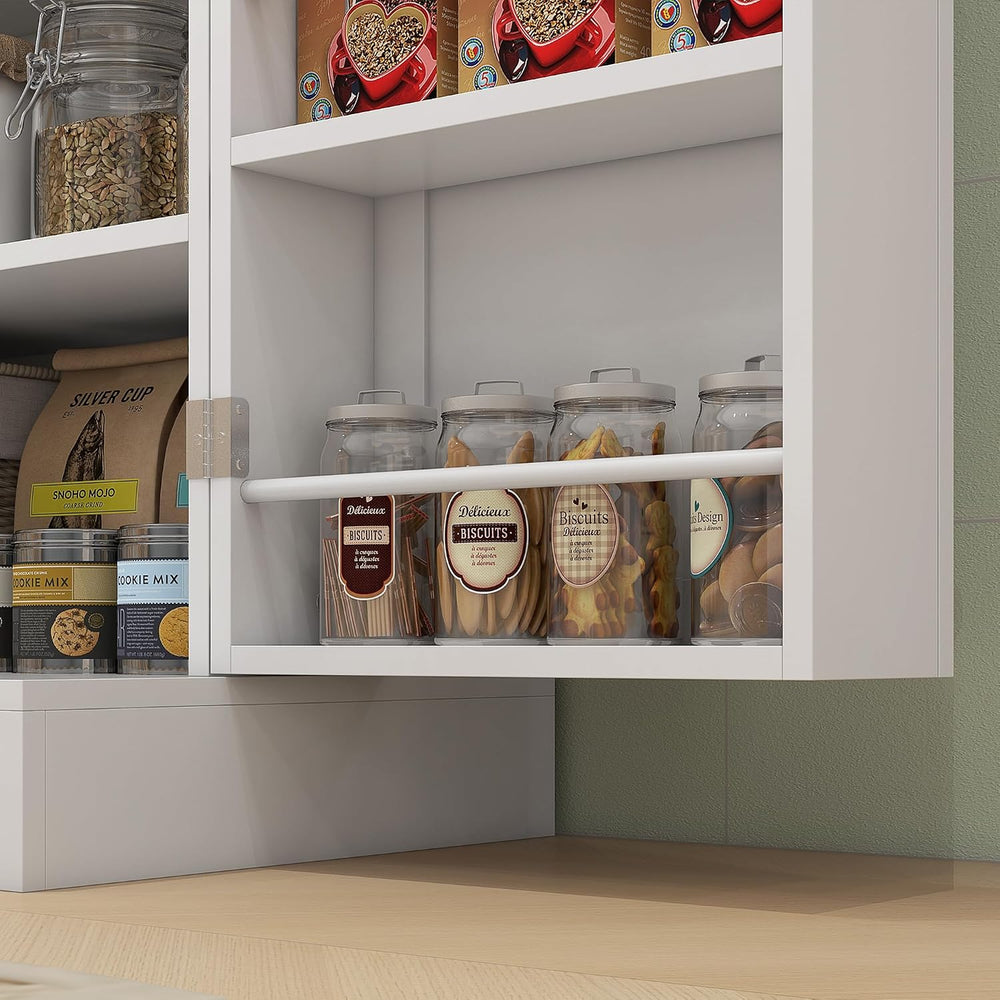 HOMCOM 65" Kitchen Pantry Storage Cabinet 16 Door Shelves White