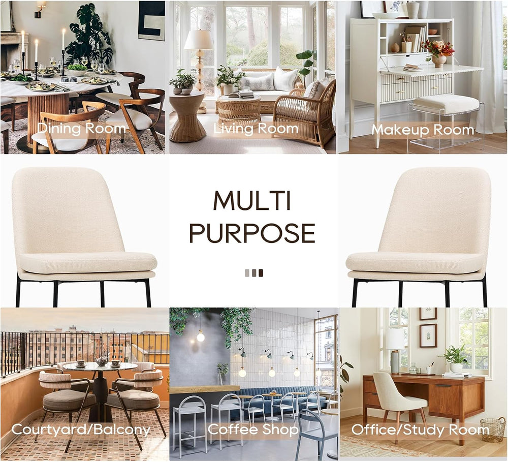 COLAMY Upholstered Dining Chairs Set of 6, Beige