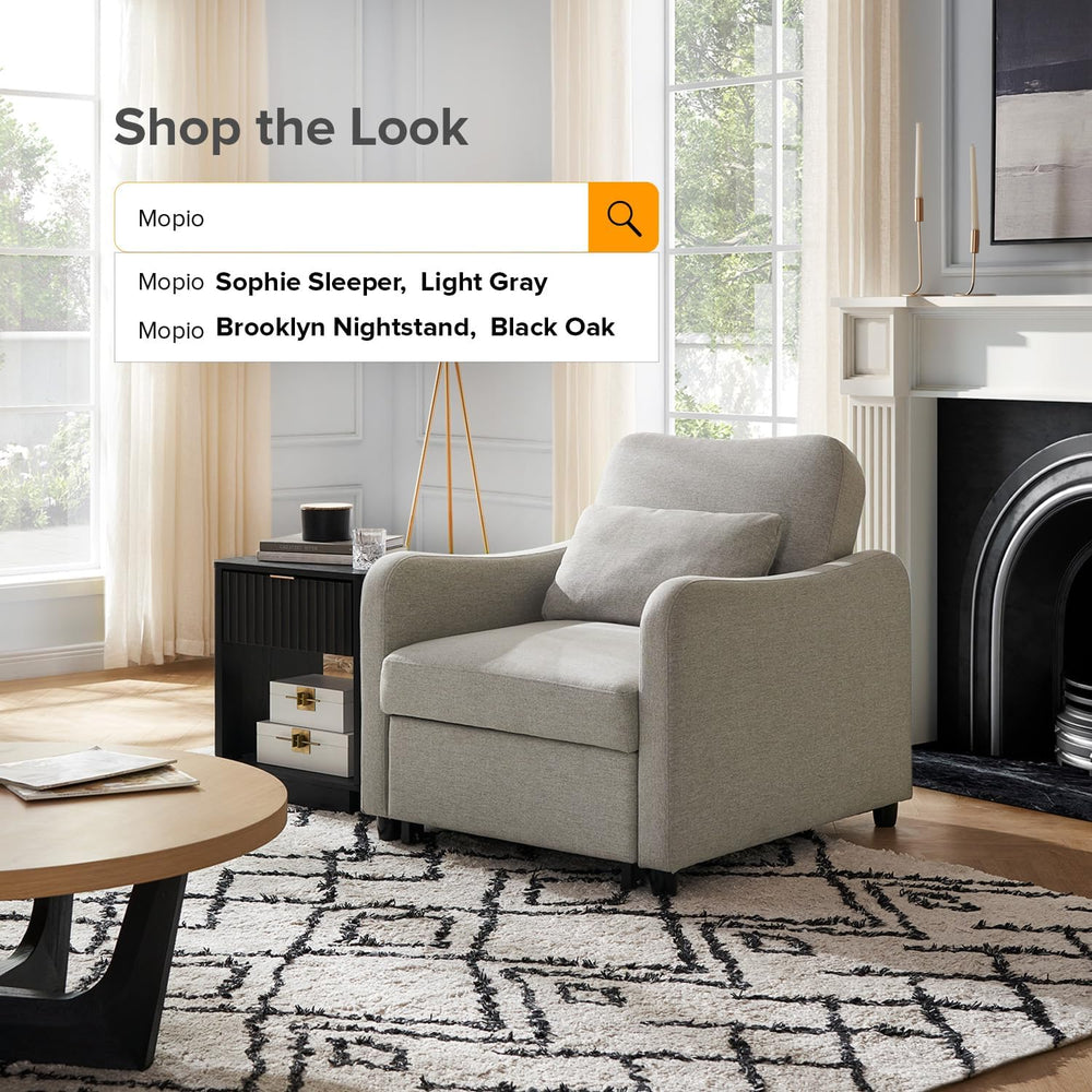 mopio Sophie Sleeper Chair, Sofa Bed, Accent Chair (Light Gray Fabric)