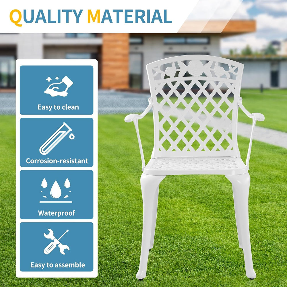Sturdy Patio Chairs Cast Aluminum Outdoor Dining Chairs with Armrest, Outdoor...