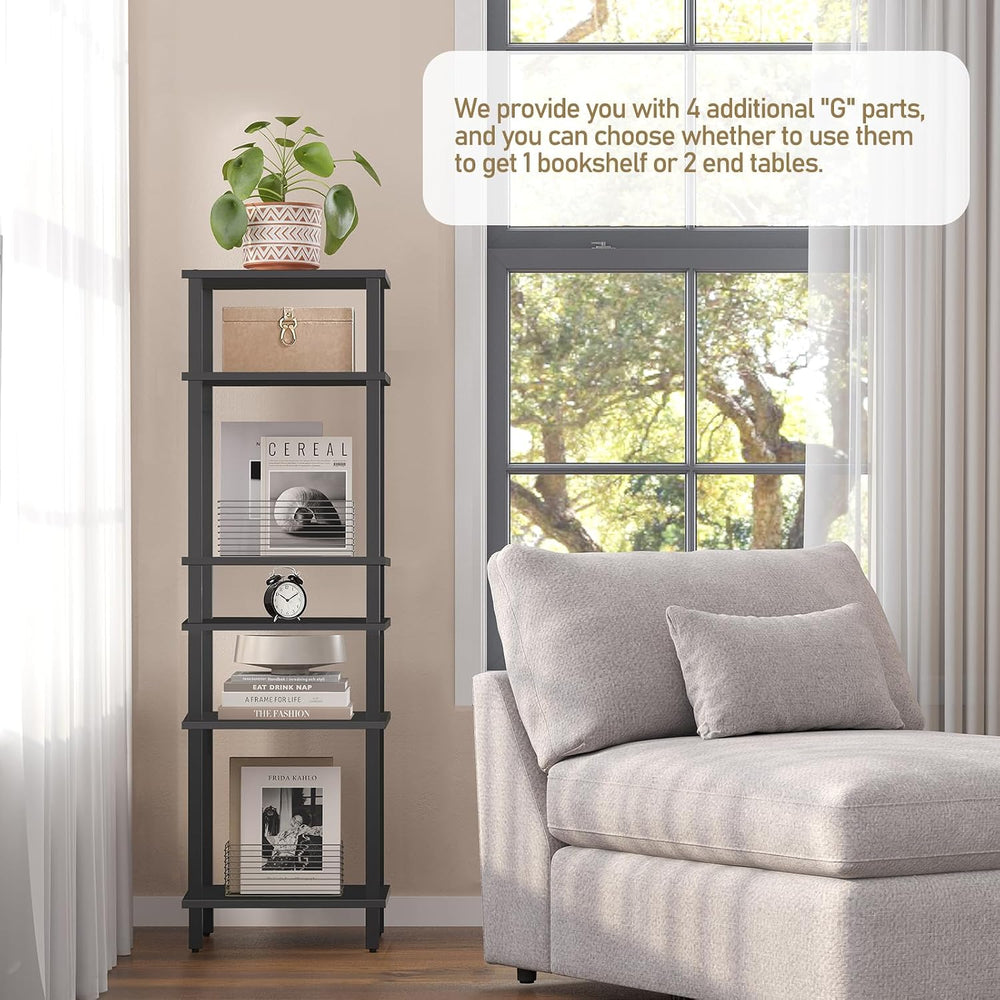 TUTOTAK Set of 2 End Table with Charging Station, 3-Tier Storage Shelf