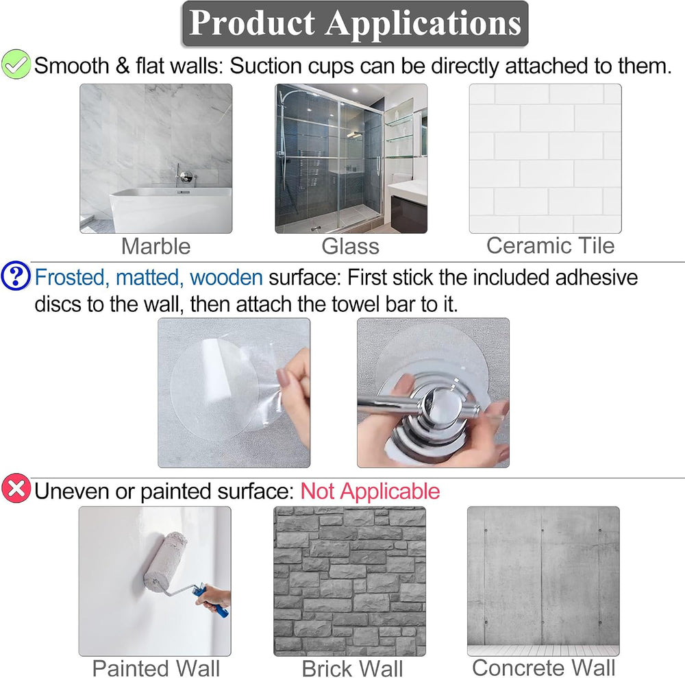 Sneatup Suction Cup Extendable 17-29" Stainless Steel Towel Bar (Chrome ...
