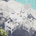 SERWALL 5-Piece Patio Dining Set, 45" Round Table, 4 Chairs, White