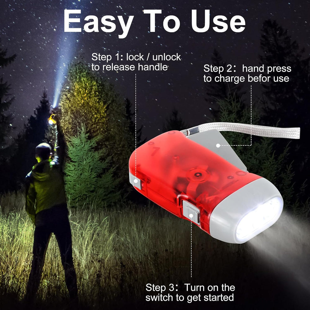 Leelosp 48 Hand Crank Flashlights,Red Blue Yellow Gray