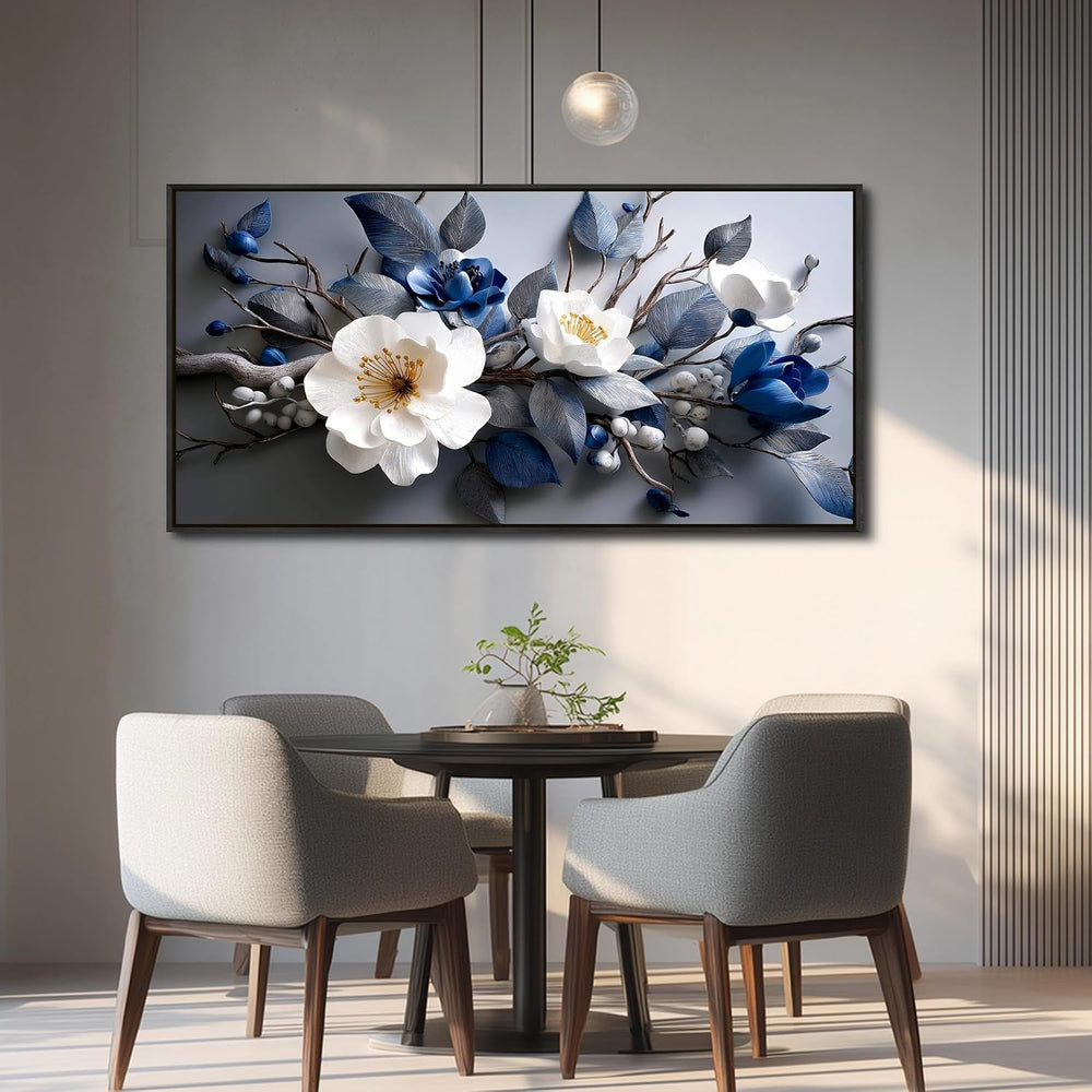 WLWBINTING Black Framed Canvas Wall Art For Living Room Flowers Wall Art Mode...