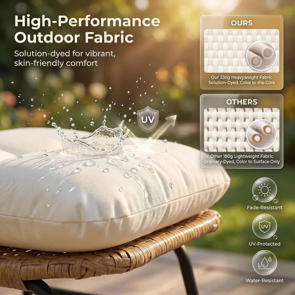NICESOUL Indoor Outdoor Ottoman Set of 2, Large Wide Double Patio Footstool, ...
