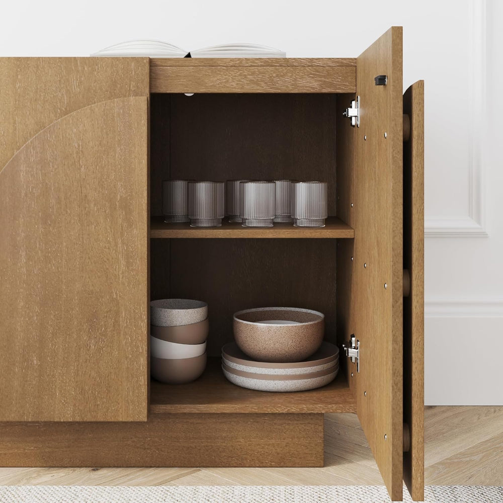 Nathan James Iris Mid-Century Modern Buffet Sideboard Wood Accent Cabinet Cre...