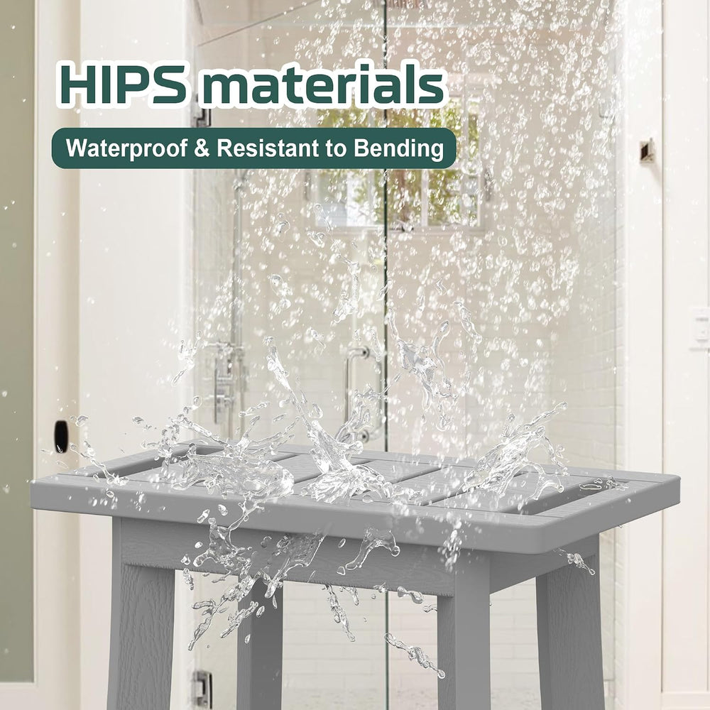 Waterproof HIPS Shower Bench for Inside Shower, Shower Stool, Grey