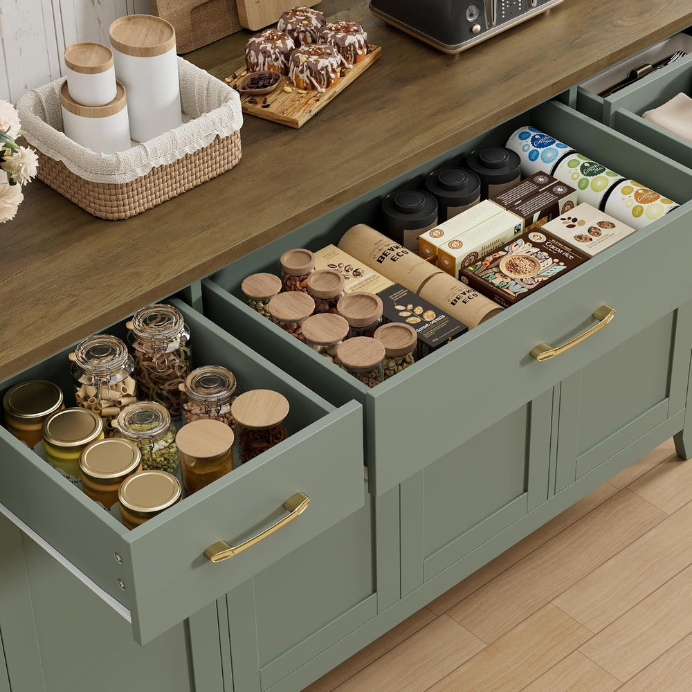 HORSTORS 55" W Buffet Cabinet with Storage, Kitchen Storage Cabinet, Green