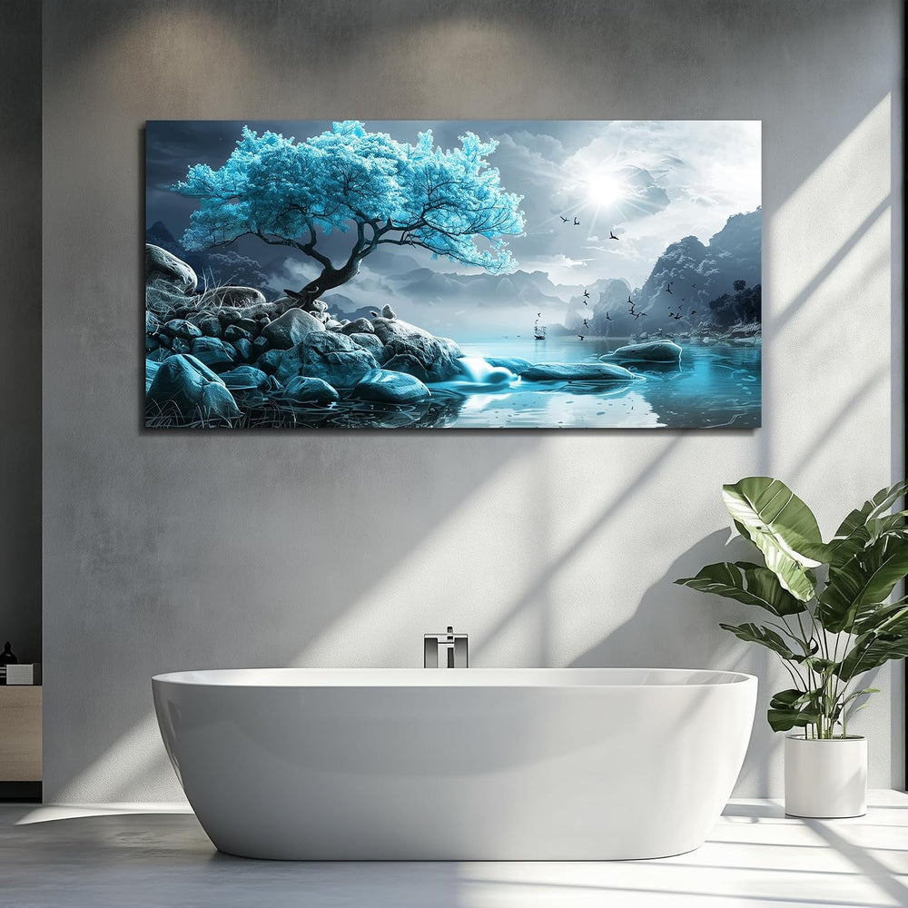 KELIYUAN Large Wall Art For Living Room Canvas Wall Decor Bedroom Blue Tree L...