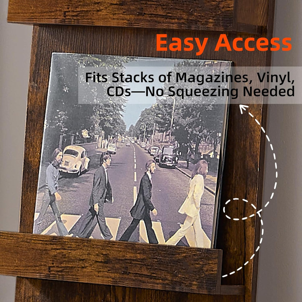 LELELINKY Wall-Leaning Vinyl Record Holder Set of 2 with 3 Tier Display Shelf...