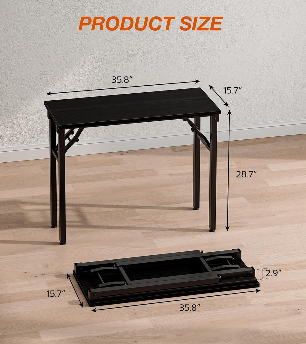 Folding Table Computer Desk - 35.8" No Assembly Folding Desk Design and ...