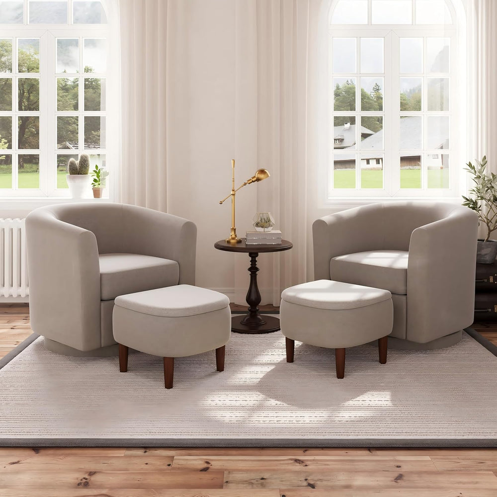 360° Swivel Accent Chair and Storage Ottoman Set of 2