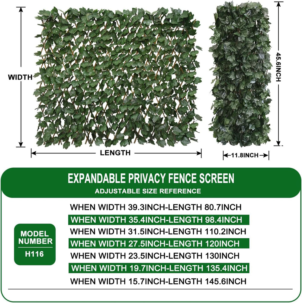 Expandable Fence Privacy Screen for Balcony Patio Outdoor,Decorative Faux Ivy...