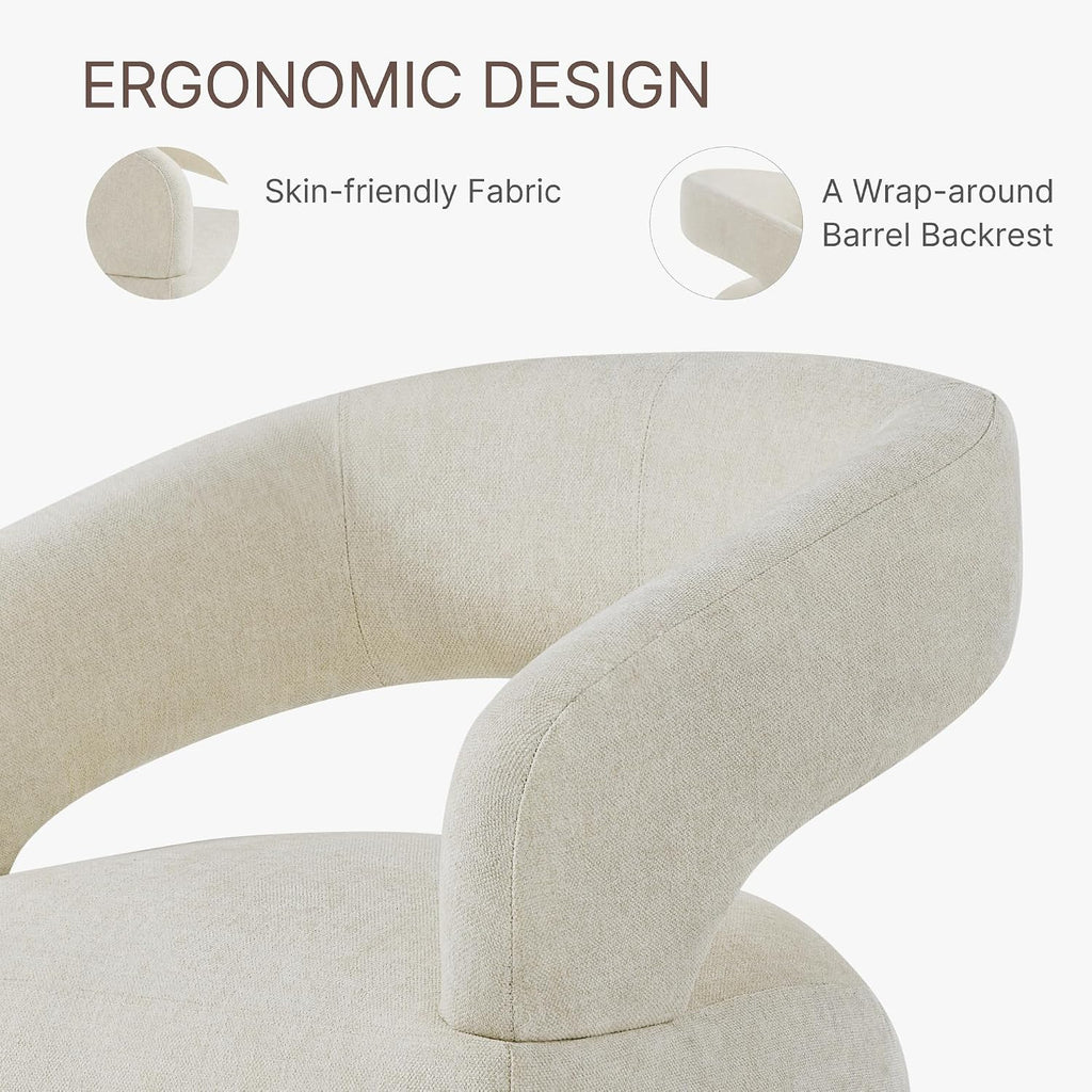 KISLOT Upholstered Dining Chairs Set of 1 with Casters, Cream Beige