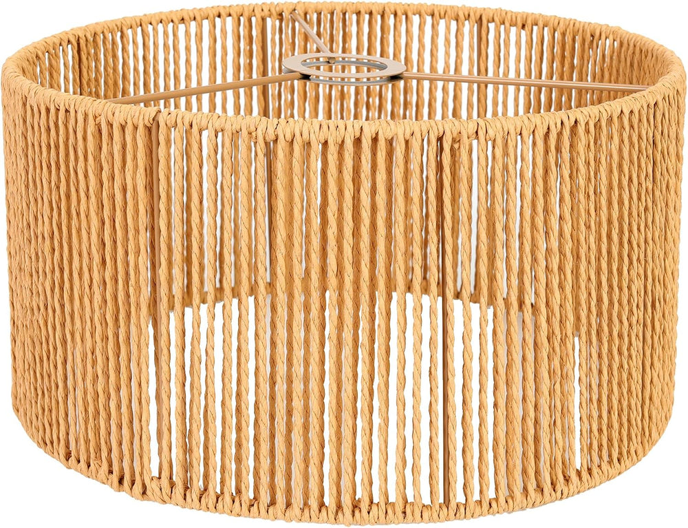 Natural Handwoven Rattan Boho Wicker Lamp Shade Replacement, 1-5/8" Fitter