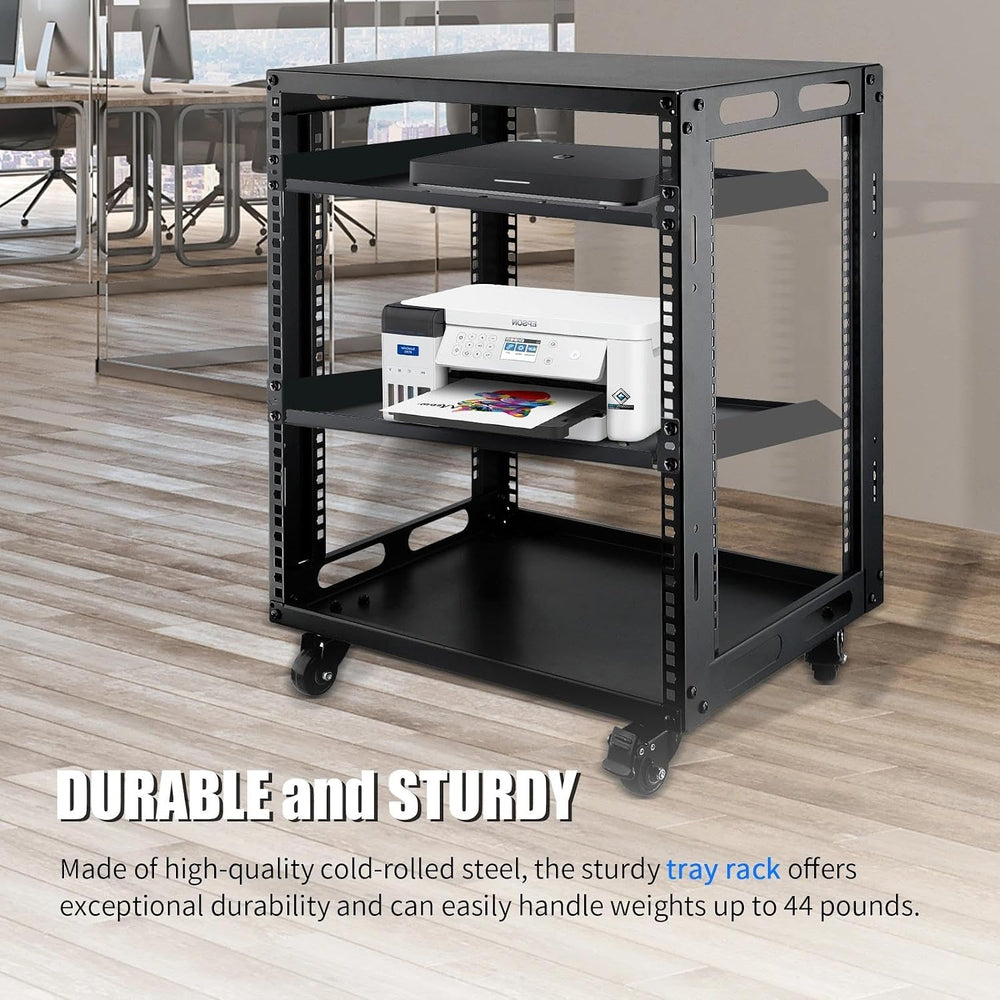 1U Server Rack Shelf, 10" Mounting Depth, Vented Rack Mount Shelf Cantil...