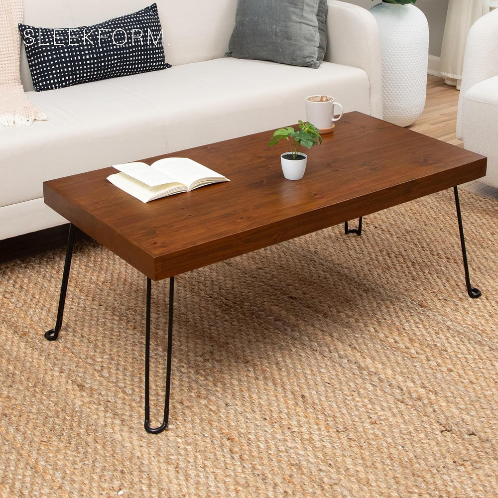 Sleekform Folding Wood Coffee Table, 20 x 40 Inch - Walnut