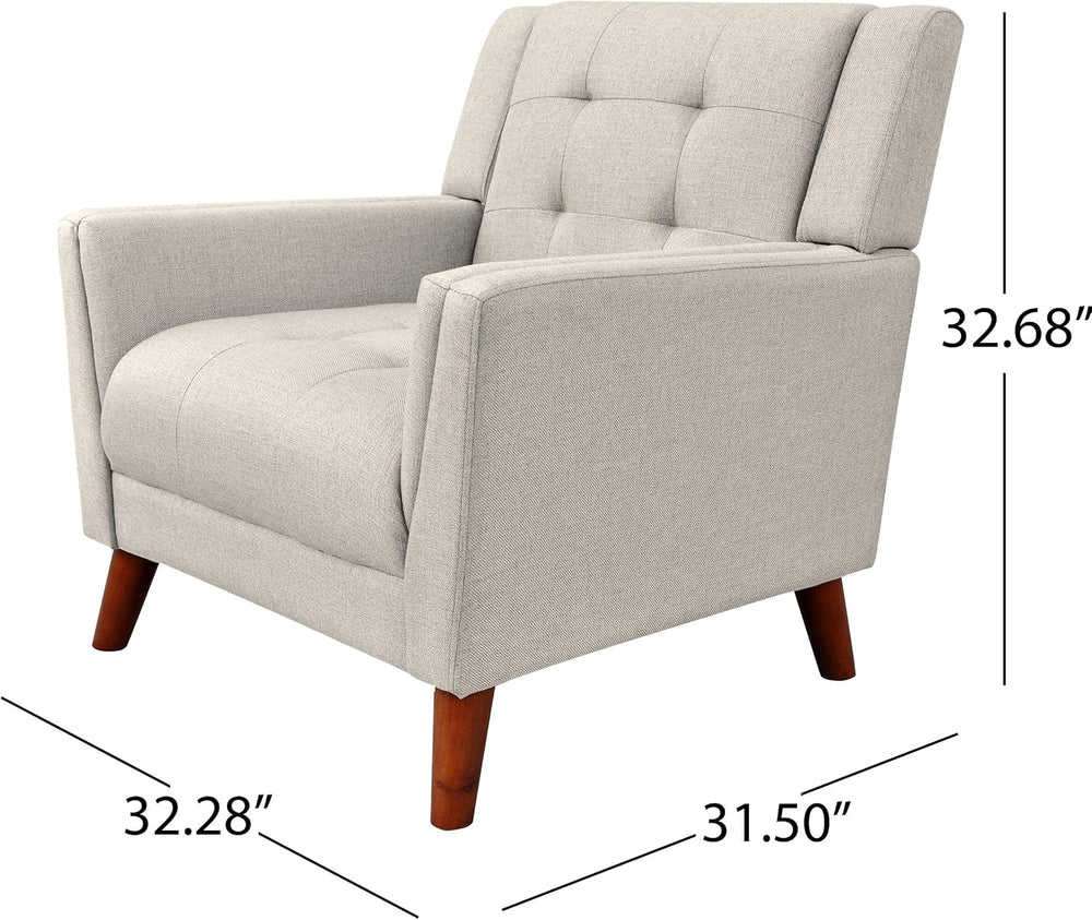 Christopher Knight Home Evelyn Mid Century Modern Fabric Arm Chair, Beige &am...
