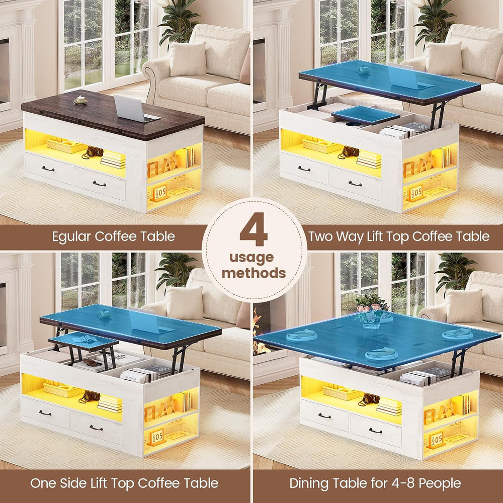 Itaar Lift Top Coffee Table, 4 in 1 Coffee Tables with Storage and Hidden Com...