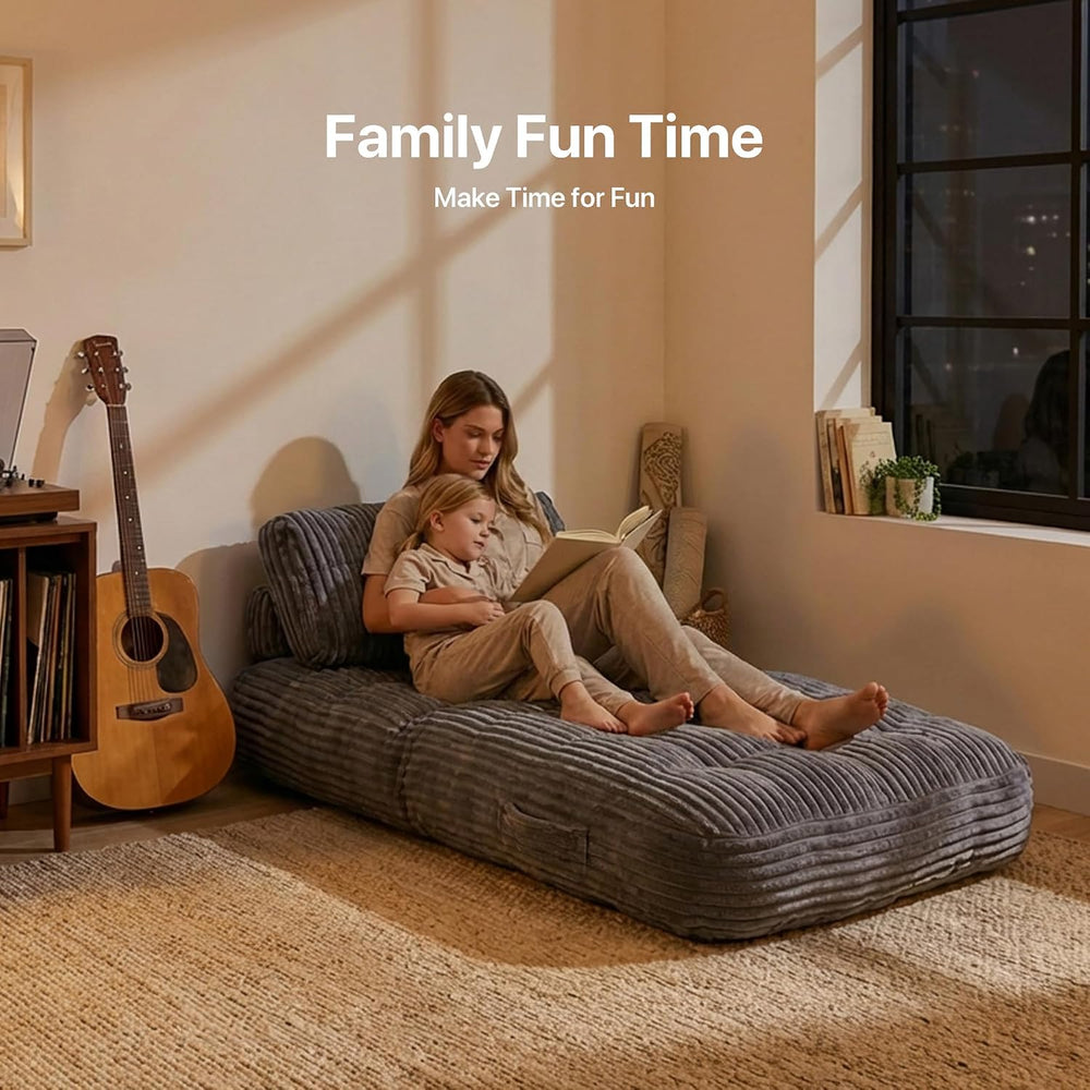 Boneless Chair Folding Sofa Bed, Sleeper Chair, Dark Grey, Single