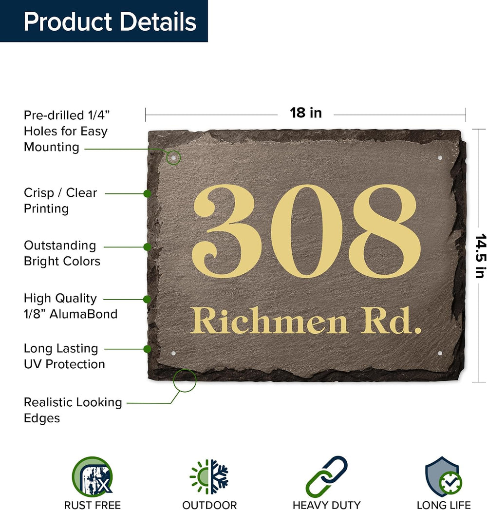 House Address Sign, House Number Plaque, 14.25x18, Thick Rust-Free, Fade Resi...