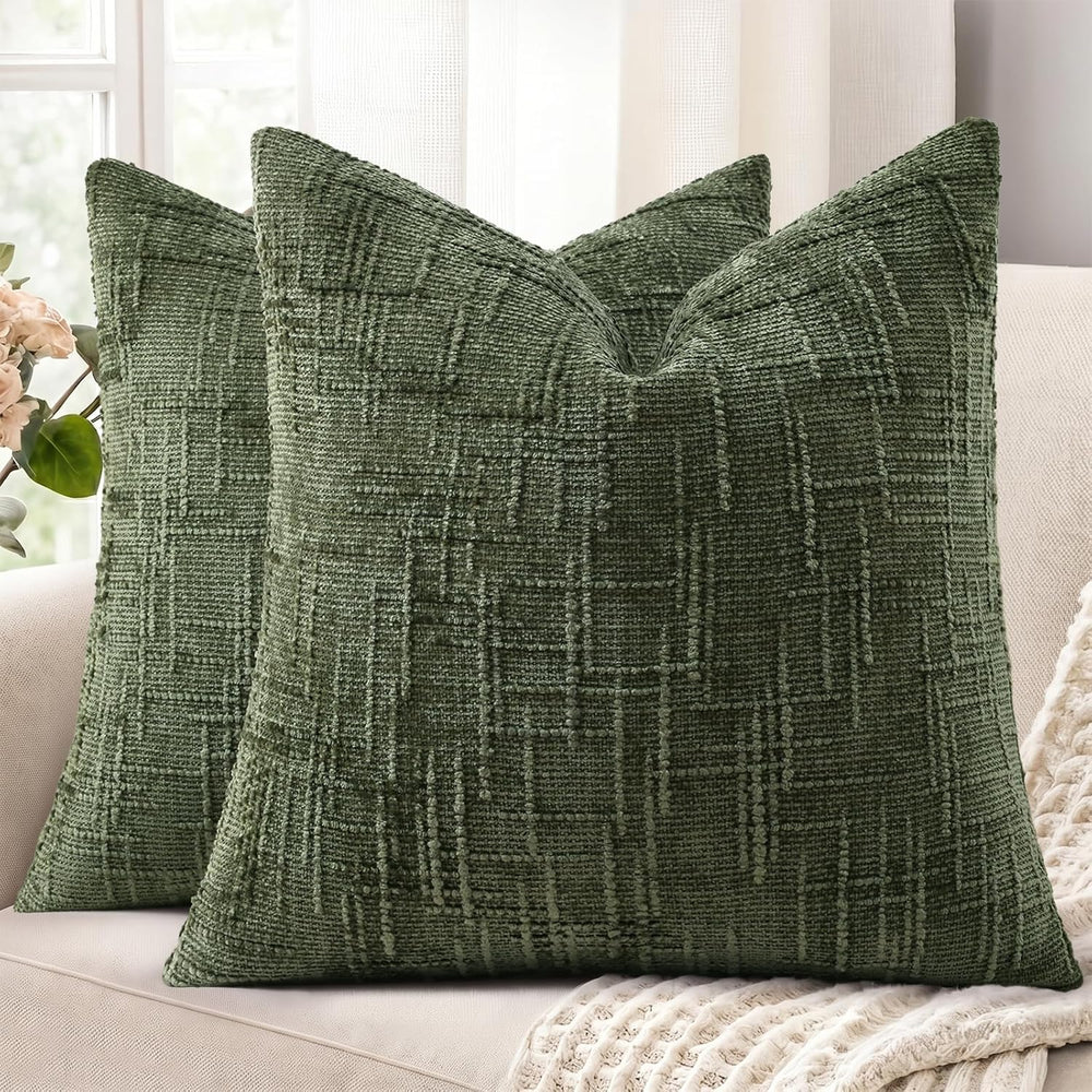 decorUhome Christmas Textured Chenille Throw Pillow Covers 24x24 Set of 2