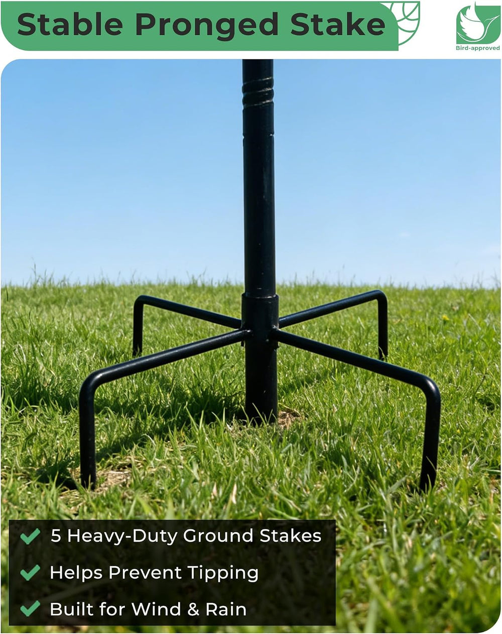 13" Metal Bird Bath for Outside 3" Deep Removable Bowl with Stake