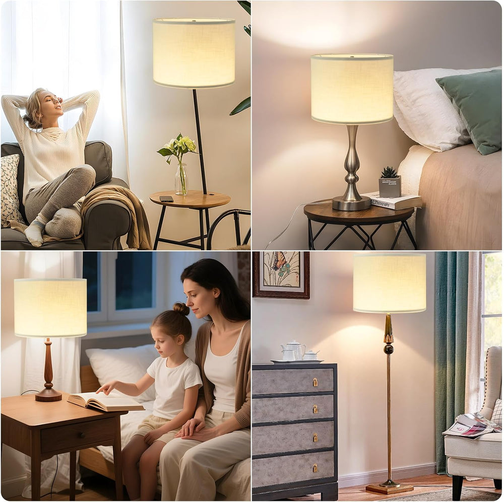 White Lamp Shades Set of 2 for Table Lamps, Large Drum Lampshades, 13 Inch To...