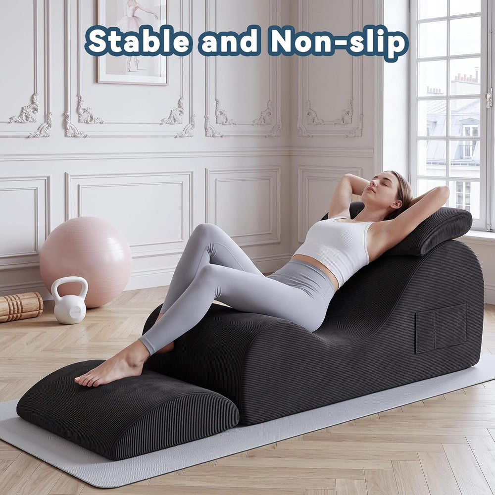 Convertible Yoga Chair Lounge for Adults, Ergonomic Foam Chaise Lounge Chair ...