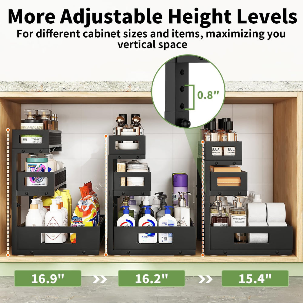 Under Sink Organizer,3-Tier Heavy Duty Pull out Cabinet Organizer Shelf