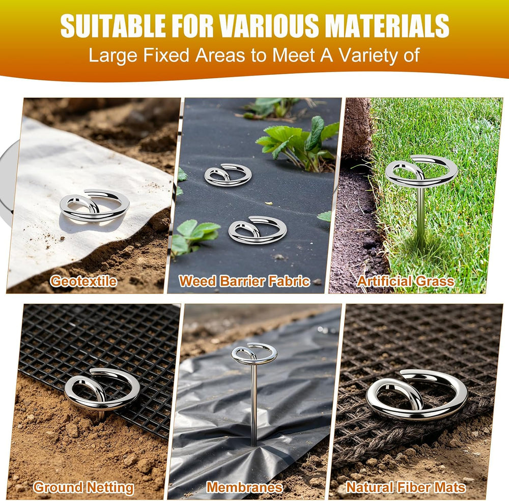 Landscape Fabric Staples,12INCH 120PCS Circle Top Garden Nails with Rubber Ha...