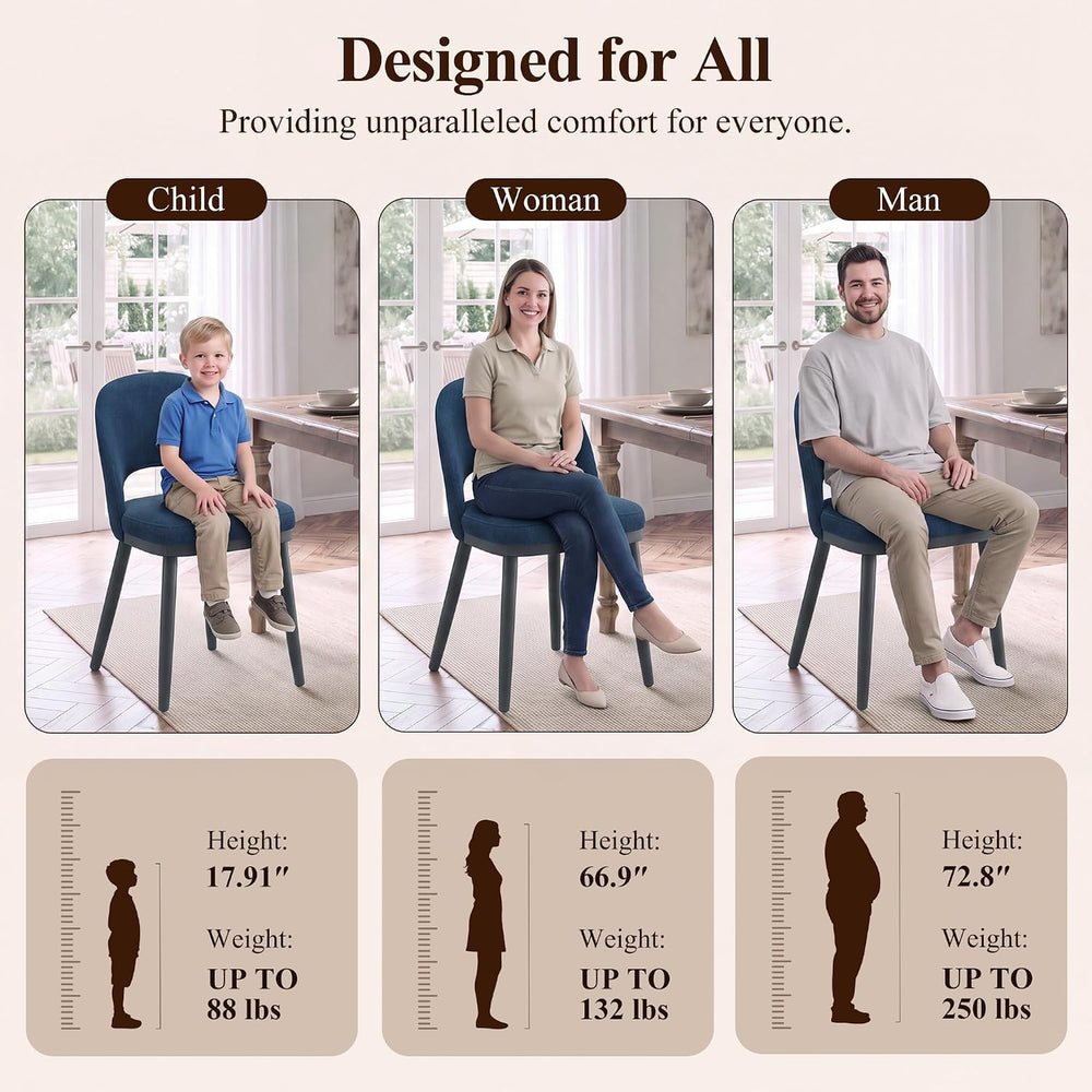 Dining Chairs Set of 4, Upholstered Dining Room Chairs with Curved Backrest