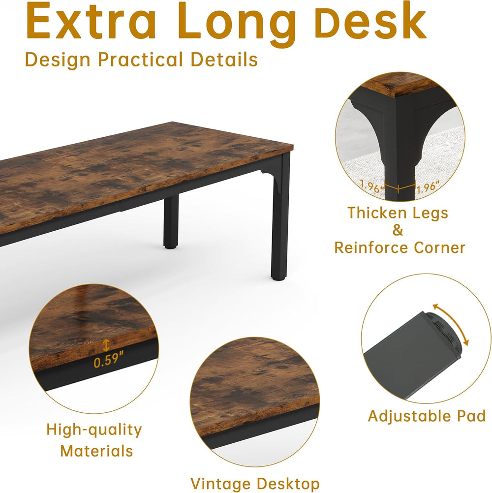 6.56 FT Conference Table, Super Sturdy Large Rectangle Meeting Seminar Table ...