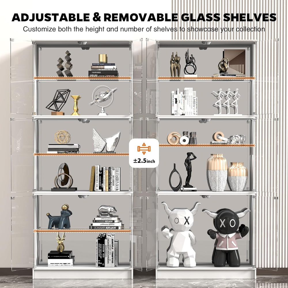 VersionTECH. 71'' Tall Display Cabinet with Glass Doors & RGB Lig...